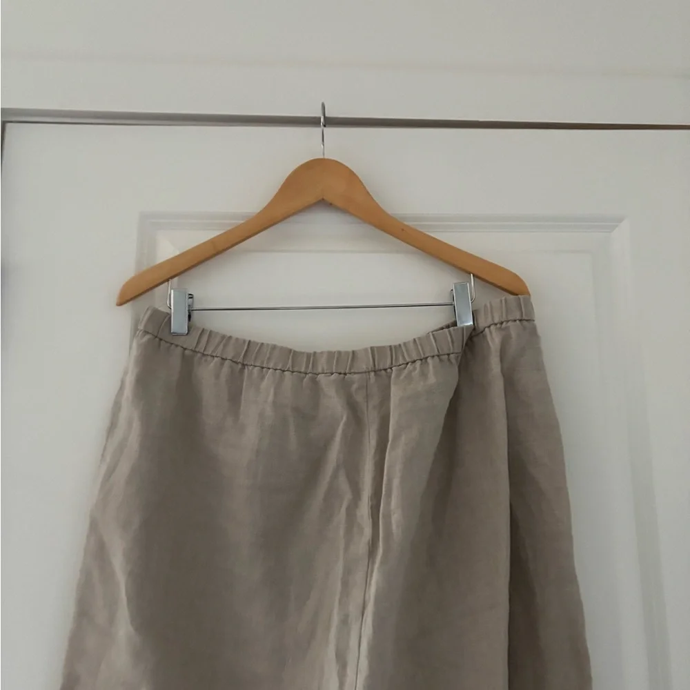 Eileen Fisher Linen Pull On Pants Elastic Neutral Minimalist - Picture 3 of 6